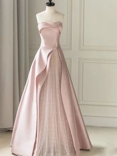 Pink Tube Top, Prom Dresses Long Pink, Formal Bridesmaids Dresses, Tulle Maxi Dress, Backless Evening Dress, Strapless Prom Dress, 파티 드레스, Banquet Dresses, Chique Outfits