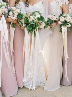 four bridesmaids holding bouquets with the words how to say no to being a bridesmaid