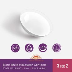 Blind White Halloween Contacts Frozen Love, White Zombie, Halloween Contacts