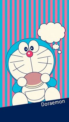 a cartoon character with a thought bubble above it's head and the caption, doraemon