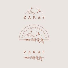 the logo for zaka's photography, which is also used as a business card