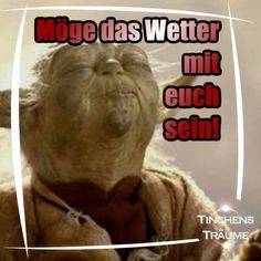 an image of a yoda with the caption moge das wetter mit euch sem