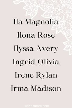 the names of different types of flowers in black and white, on a light gray background