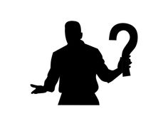 a man holding a wrench in one hand and a question mark in the other