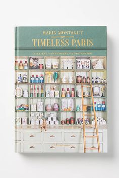 the front cover of a book with shelves and ladders on it's sides