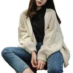 New Women's Cardigan Jacket Knitted Loose Knit Cardigan, Oversized Knit Sweater, Brown Knit Sweater, Women Sweaters Winter, Open Front Sweater, Oversize Knit, Oversized Knitted Sweaters, Knitted Coat, Warm Sweaters