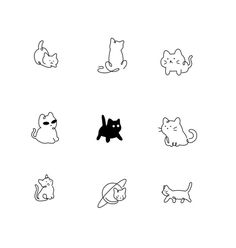 black and white cat icons are shown in this drawing style, which includes several different types of cats