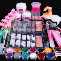 PRICES MAY VARY. Nail Kit Set Professional Acrylic with Everything: Acrylic nail kit set professional included 3 crystal powder, sequins, 12 glitter sets, 2 box acrylic nail tips, nail clipper and some DIY acrylic nail set for beginners. Nail Set Kit with Everything Professional: Three colors of acrylic powder nail kit with everything that help build nail molds and can create various beautiful extension nails and other artistic designs. You can create beautiful nail tips for long lasting and spa Professional Acrylic Nail Kit, Acrylic Nail Supplies, Diy Nail Art Tools, Acrylic Nail Powder, Acrylic Nail Set, Diy Acrylic Nails, Acrylic Nail Kit, Nagel Tips, Manicure Diy