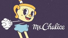 a cartoon character holding a baseball bat with the word mr chalice on it's side