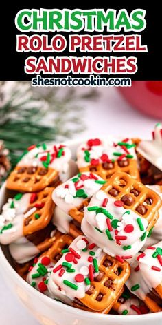 christmas roll pretzel sandwiches in a bowl