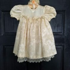 Beautiful Creme Colored Toddler Dress, Perfect For A Church Event Or Wedding Made By Good Lad Of Philadelphia, Manufacturer Of Quality Children's Clothes Most Likely Never Worn, Although It Does Have Two Small Age Stains That May Come Out If Treated Properly (See Pictures) Tag States "Dry Clean Only" Comes With Pictured Decorative Hanger Always Willing To Bundle With My Other Vintage Baby Items, Message Me! Cream Short Sleeve Dress For Dress-up, Princess Style Short Sleeve Baptism Dress, Fitted Short Sleeve Princess Dress For Baptism, Fitted Cream Dress For Dress-up, Fitted Cream Dress For Dress-up Occasions, Fitted Cream Princess Baptism Dress, Cream Fitted Princess Dress For Dress-up, Fitted Princess Dress With Lace Trim, Cream Fitted Baptism Dress