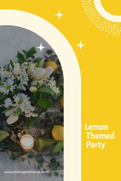 lemon dinner party Lemon Themed Party, Theme Party Ideas, Lemon Theme, Dinner Party Themes, Dinner Themes, Glow Sticks, Black And White Color, Lemon Recipes