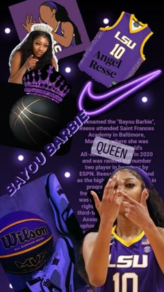 an advertisement for the los angeles lakers basketball team with images of women's teams