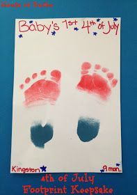 a hand and foot print for a baby's first 4th of july birthday party