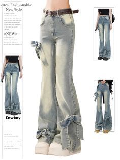 White Y2k Pants, Cute Pant Outfits, Cute Jean Pants, Coquette Outfit Ideas Jeans, Types Of Clothes Styles, Jeans And Denim, Blue Jean Aesthetic, Clothing Ideas Aesthetic, Aesthetic Bottoms