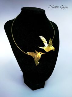 "Handmade brass necklace with inspiration from summer and humming bird. The width of the necklace is 20 cm, total length is 15 cm and length is adjustable. Brass sheet is hand cuted by jewelry saw and polished for shine. Every item is gift wrapped free of charge. A personalized note can be included with any item, please include your desired message during your purchase. If you have any questions, I would be glad to answer :) Please order items early to assure holiday delivery and thank you for t Luxury Elegant Jewelry With Bird Design, Luxury Bird Design Jewelry Gift, Gold Plated Gemstone Necklace Hummingbird, Hummingbird Jewelry, Brass Sheet, Hummingbird Necklace, Hummingbird Earrings, Face Necklace, Humming Bird