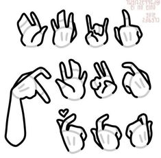 hand gestures drawn in black and white