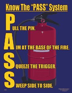 a red fire extinguisher with the words pass on it