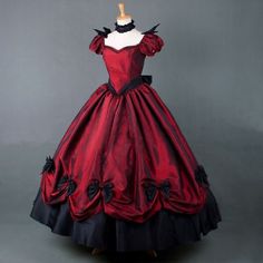 Premium Quality Gothic Lolita Victorian Romantic Long Red Dress Women Lace Cotton Xmas Gift, Women's Dresses Red Gown Ball, Victorian Dress Costume, Gothic Victorian Dresses, Belle Costume, Cocktail Dress Vintage, Medieval Dress, Gothic Dress