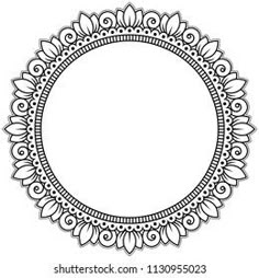 a circular lace frame with leaves and flowers in the center, on a white background