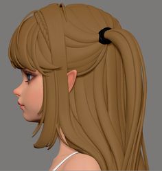 Zbrush Hair, 3d Hair, Draw Cartoons, 3d Modeling Tutorial, Female Anatomy, Cartoon Drawing, 3d Modelling, Hair Reference