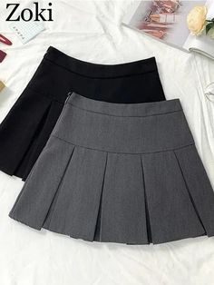 This is perfect for those who are looking for a clothing for a good price. It is fashionable, stylish, and it will look great on anyone who wears it. Do you wanahavit? Gray Pleated Skirt, Korean Fashion School, Grey Pleated Skirt, Streetwear Spring, School Uniform Fashion, Empire Dress, Mini Dresses For Women, Line Skirt, Skirt Women