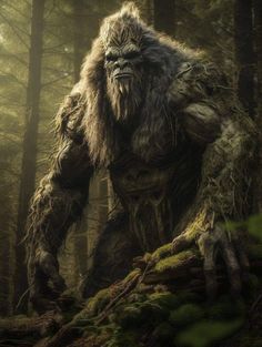 a bigfoot standing in the middle of a forest