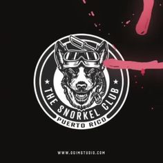 the smoker club logo on a black background with pink paint splattered around it