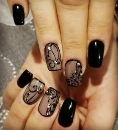 Lace Nail Design, Black And White Nail, Black And White Nail Art, Lace Nails, Gothic Nails, Grunge Nails, White Nail Art, White Nail