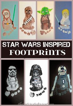 the facebook page for star wars inspired foot prints, with pictures of different characters on it