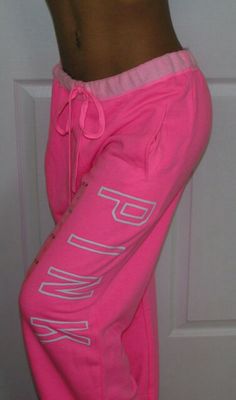 VICTORIAS SECRET NEON PINK PANTS♥ Vintage Pink Victoria Secret, Pink Victoria Secret Sweatpants, Neon Pink Clothes, Neon Pink Pants, Vs Pink Sweatpants, Paige Hyland, Pink Sweat, Pants Comfy