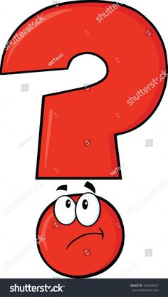 a red question mark with an angry expression