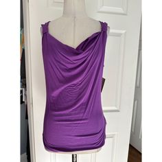 Lovely Purple Sleeveless Top New With Tags Ellen Tracy Essentials Draped Neckline Small Purchased At Macy's Purple Fitted Sleeveless Tank Top, Purple Fitted Sleeveless Top, Fitted Sleeveless Purple Tank Top, Fitted Purple Sleeveless Tank Top, Fitted Sleeveless Purple Top, Purple Stretch Sleeveless Tank Top, Stretch Purple Sleeveless Tank Top, Purple Sleeveless Tops, Purple Sleeveless Vest Top