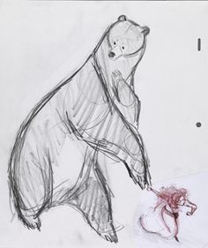 a drawing of a bear and its cub