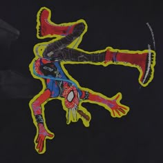 a drawing of a spider - man is shown on a black background