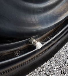 a tire with an air freshener attached to it