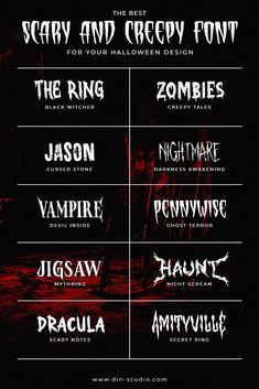 the scary and creepy font styles for halloween