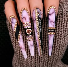 Nails Art Designs, Long Acrylic Nail Designs, Nails Design With Rhinestones, Stiletto Nails Designs, Nails Colors, Dope Nail Designs, Pretty Nail Art Designs, Long Acrylic Nails Coffin, Long Square Acrylic Nails