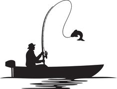 a man in a boat fishing with a fish