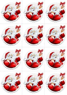 santa claus stickers are shown in red and white