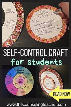 self - control craft for students to use with their own writing materials and crafts, including paper plates