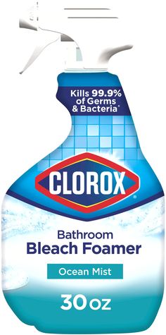 a bottle of clorox bathroom bleach foam is shown in this image