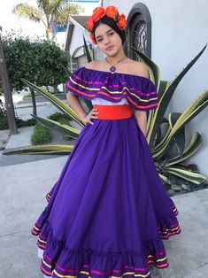 Mexican Dress With Top Handmade Beautiful Womans Mexican - Etsy Festival Dresses With Attached Cancan, Mexican Clothing Style, Mexican Traditional Clothing, Coco Theme Party, Mexican Fiesta Dresses, Jalisco Dress, Folklorico Dresses, Mexico Dress, Traditional Mexican Dress