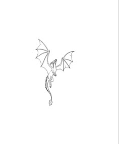 a black and white drawing of a dragon flying in the air with its wings spread