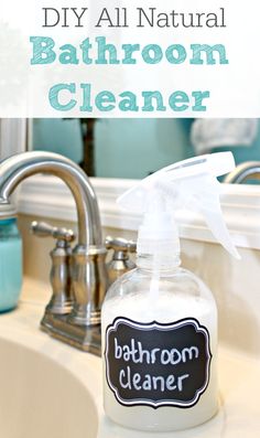 a bottle of bathroom cleaner sitting on top of a sink