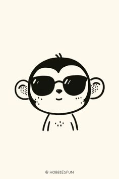 Cool Monkey Drawing, Monkey Wearing Sunglasses Monkey Sketch, Cool Monkey