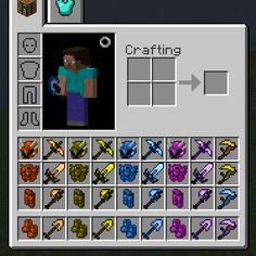 an image of a minecraft crafting screen with the text crafting on it