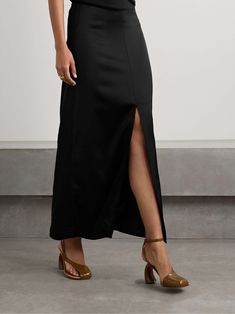 DRIES VAN NOTEN Satin-crepe maxi skirt Elegant Full-length Lined Maxi Skirt, Elegant Formal Full-length Maxi Skirt, Elegant Full Length Evening Skirt, Elegant Full Length Relaxed Maxi Skirt, Elegant Formal Maxi Skirt, Elegant Full Length Lined Skirt, Fitted Black Silk Maxi Skirt, Fitted Silk Black Maxi Skirt, Elegant Fitted Full-length Maxi Skirt