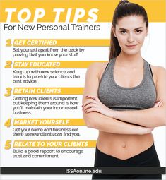 a woman with her arms crossed in front of the top tips for new personal trainers