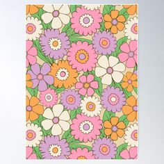 an image of colorful flowers on a white background poster